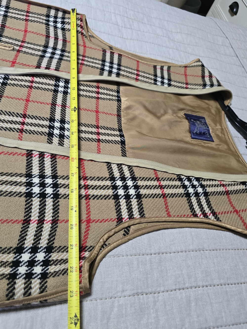Burberry Beige Nova Check Sleeveless Long Vest/Liner With Zipper - Picture 10 of 11